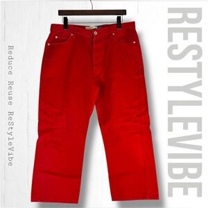 GAP Women’s Size 14 Denim Jeans Red Capri Style Fit 100% Cotton Button Fly